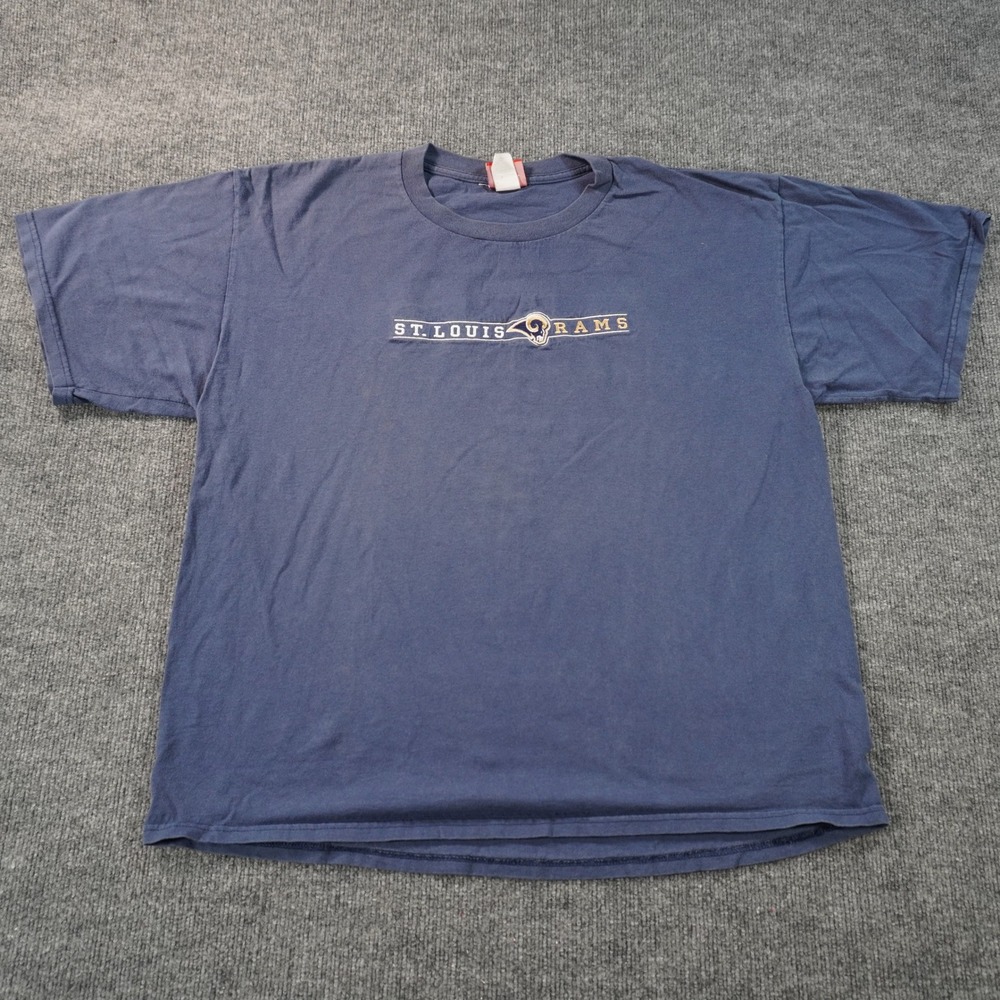 NFL St. Louis Rams T-Shirt Mens Large Navy Blue Embroidered Logo Vintage Style